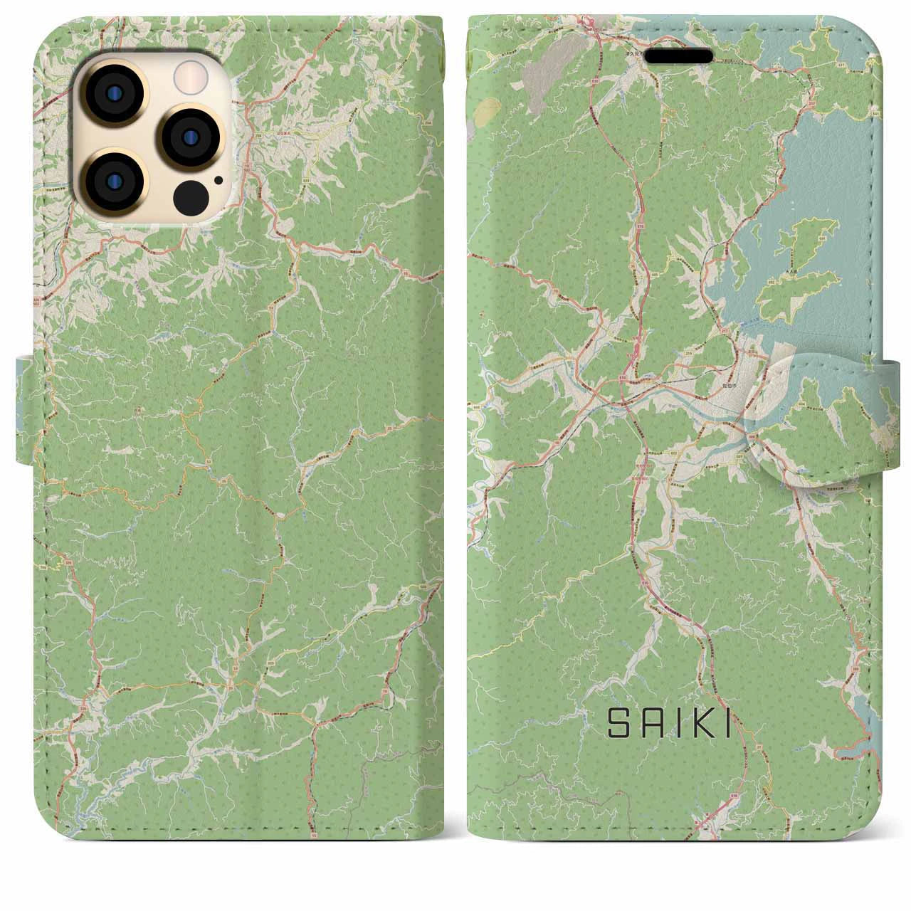 【佐伯(大分県)】地図柄iPhoneケース(手帳タイプ)ナチュラル・iPhone 12 Pro Max 用