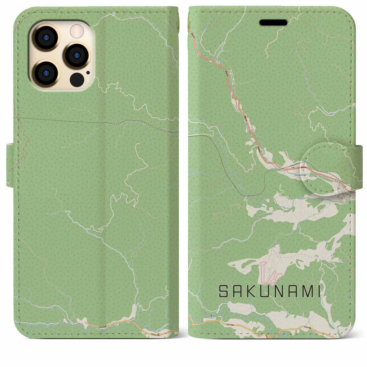 【作並(宮城県)】地図柄iPhoneケース(手帳タイプ)ナチュラル・iPhone 12 Pro Max 用