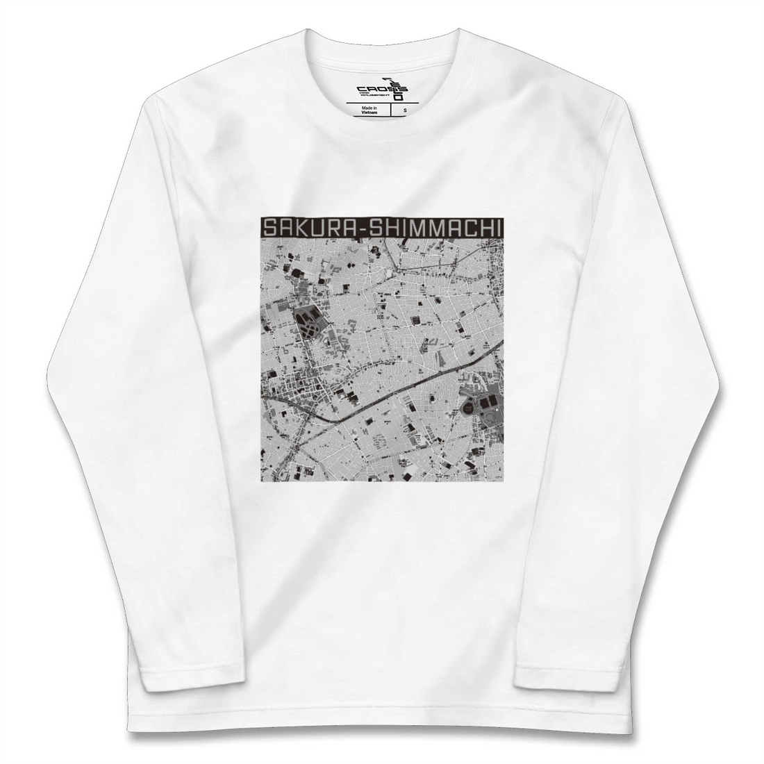 【桜新町(東京都)】地図柄ロングスリーブTシャツ
