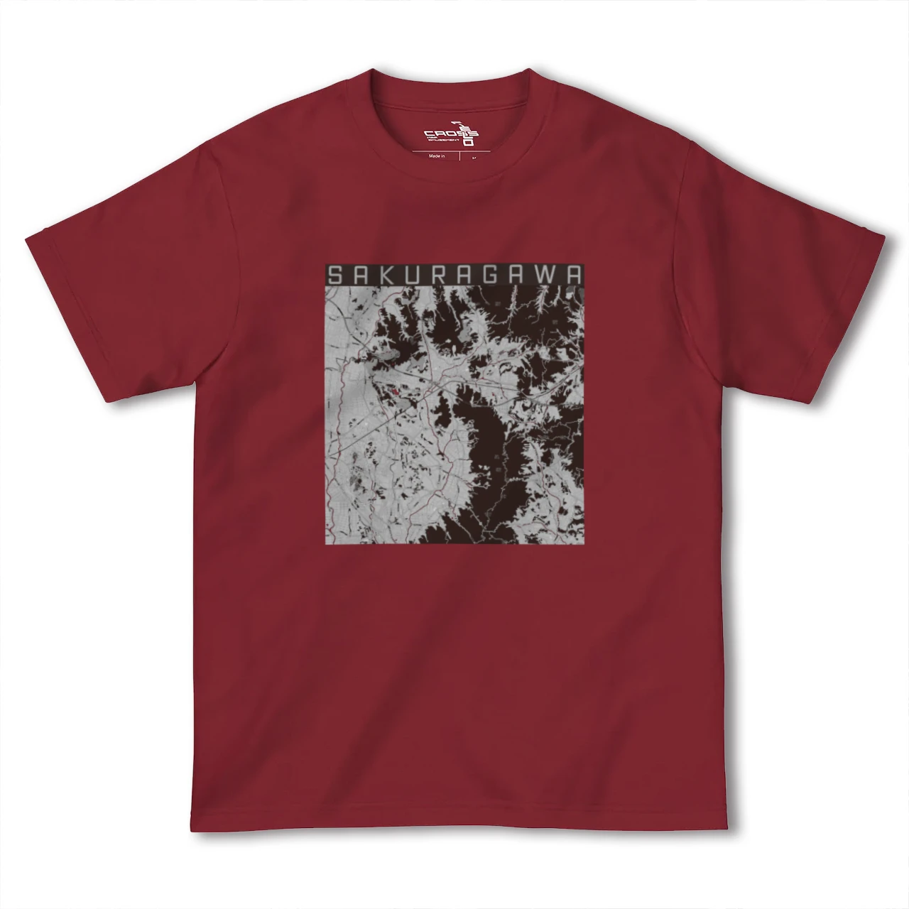 【桜川(茨城県)】地図柄ヘビーウェイトTシャツ