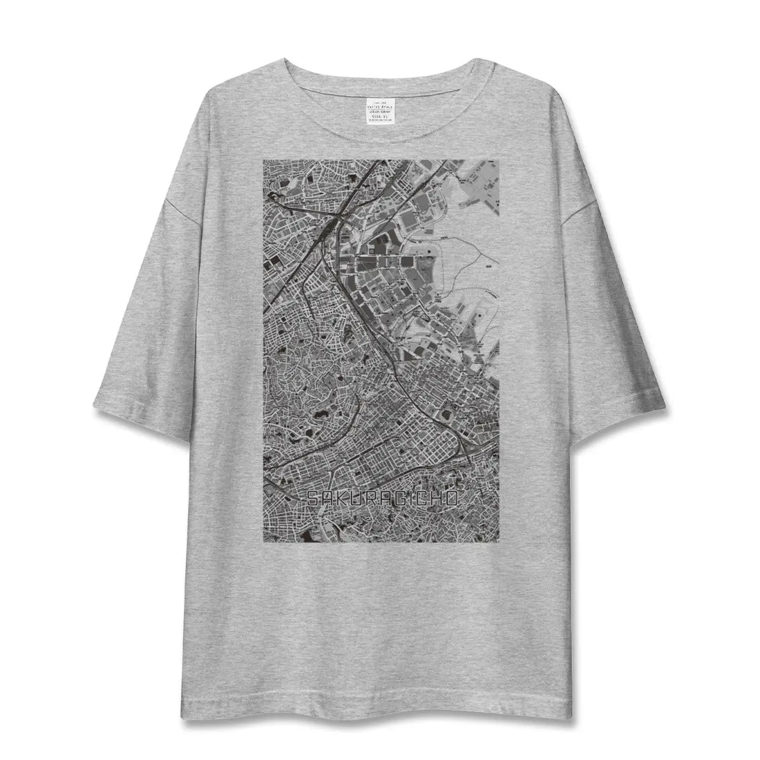 【桜木町(神奈川県)】地図柄ビッグシルエットTシャツ