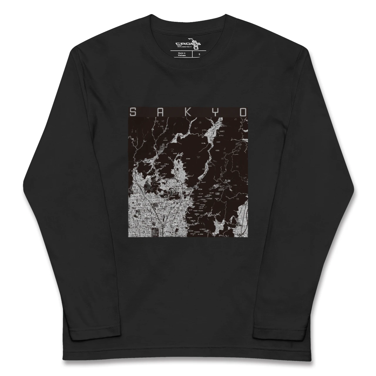 【左京(京都府)】地図柄ロングスリーブTシャツ