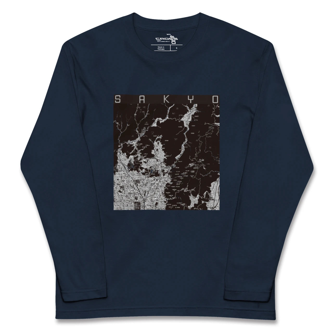 【左京(京都府)】地図柄ロングスリーブTシャツ