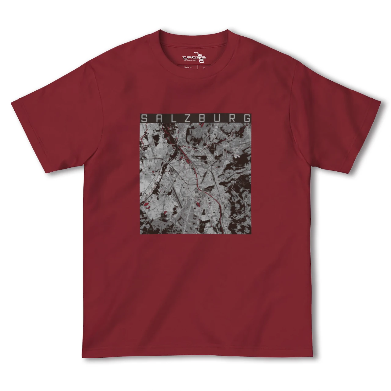 【ザルツブルク(オーストリア)】地図柄ヘビーウェイトTシャツ