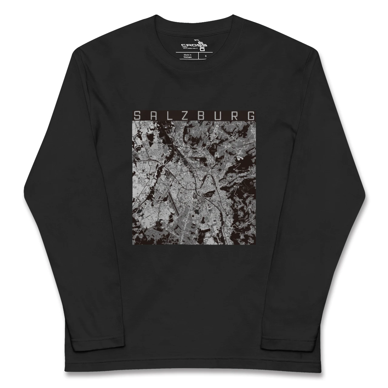 【ザルツブルク(オーストリア)】地図柄ロングスリーブTシャツ