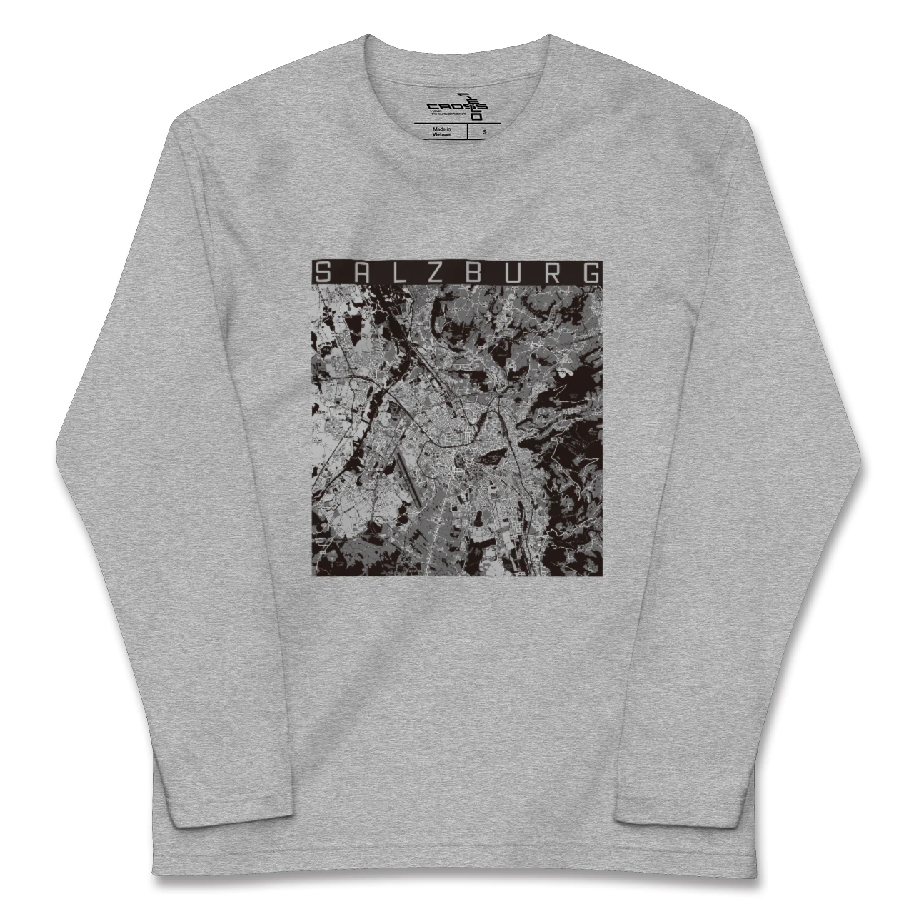 【ザルツブルク(オーストリア)】地図柄ロングスリーブTシャツ