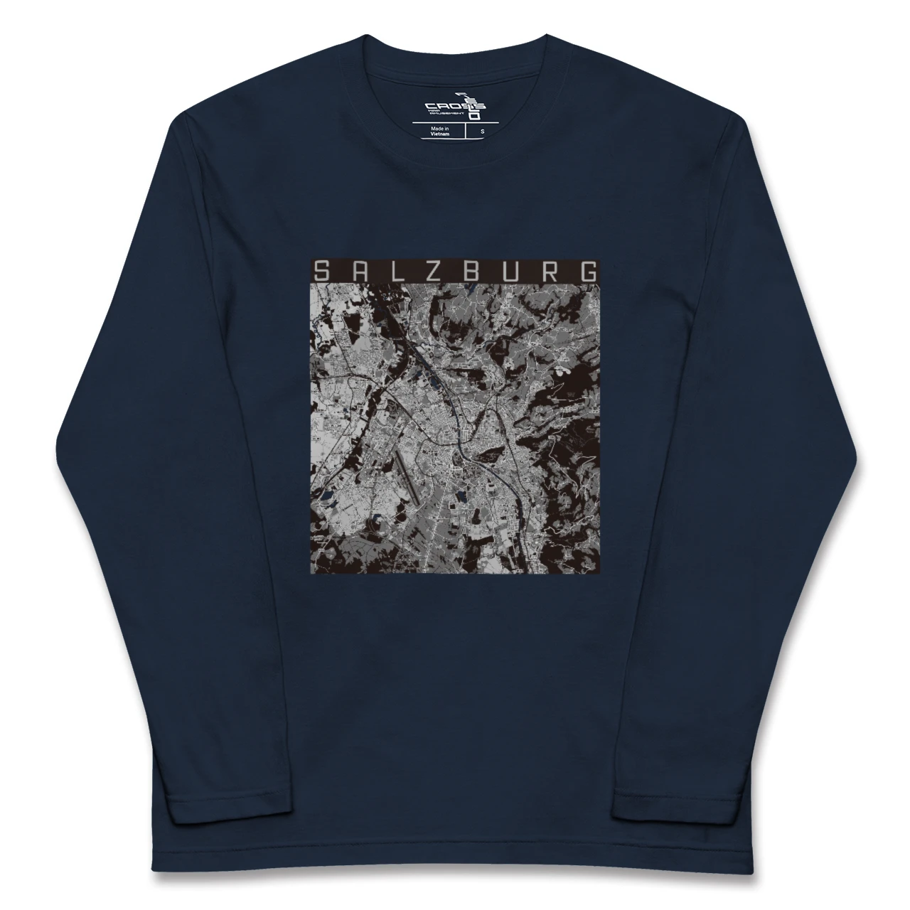 【ザルツブルク(オーストリア)】地図柄ロングスリーブTシャツ