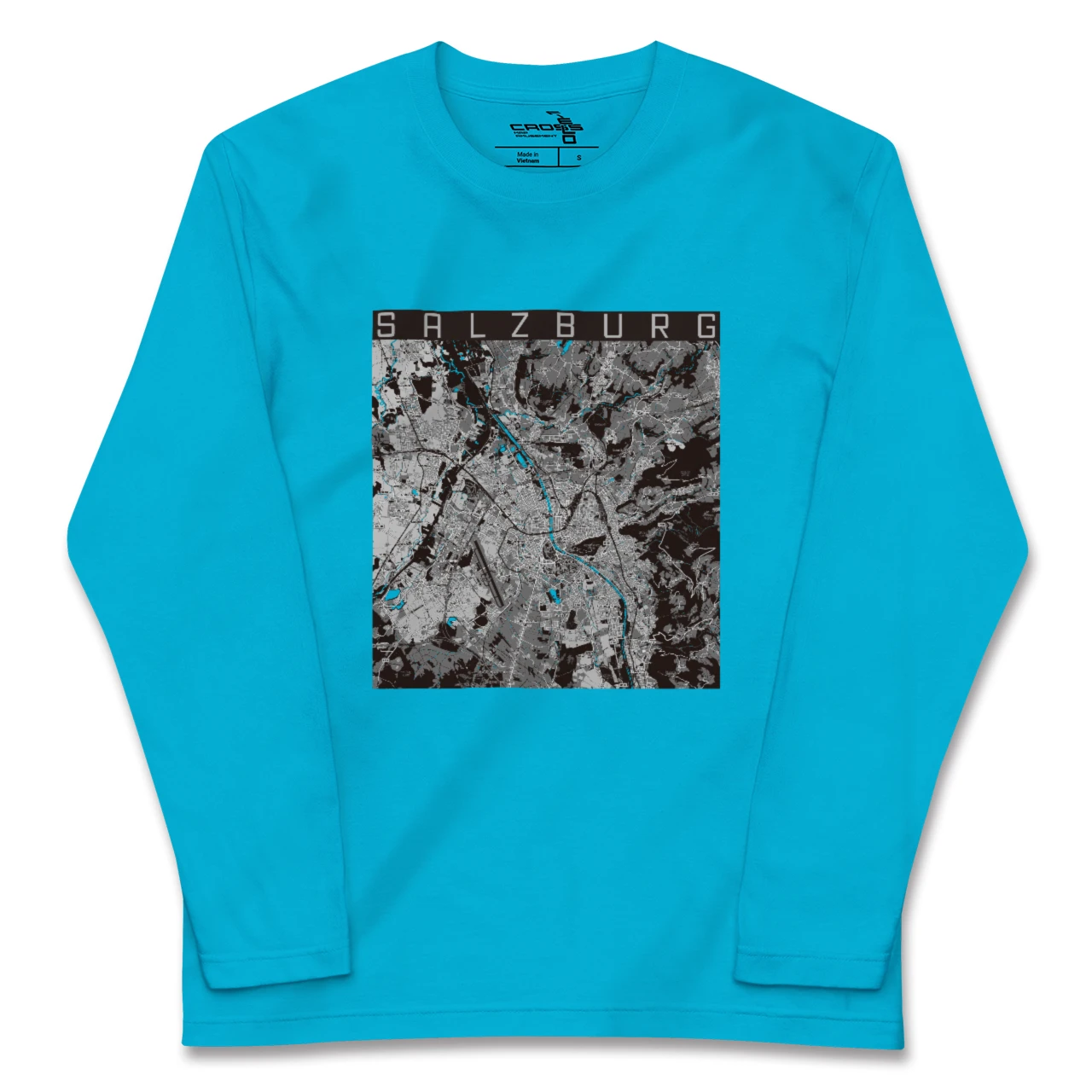 【ザルツブルク(オーストリア)】地図柄ロングスリーブTシャツ