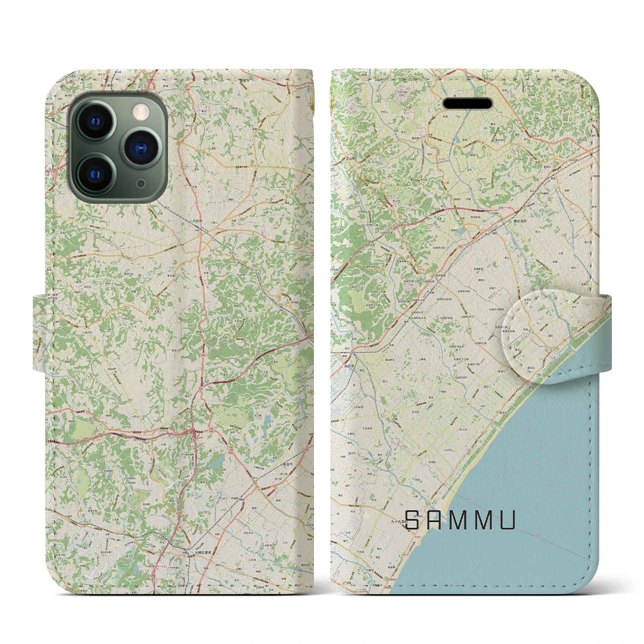 【山武(千葉県)】地図柄iPhoneケース(手帳タイプ)ナチュラル・iPhone 11 Pro 用