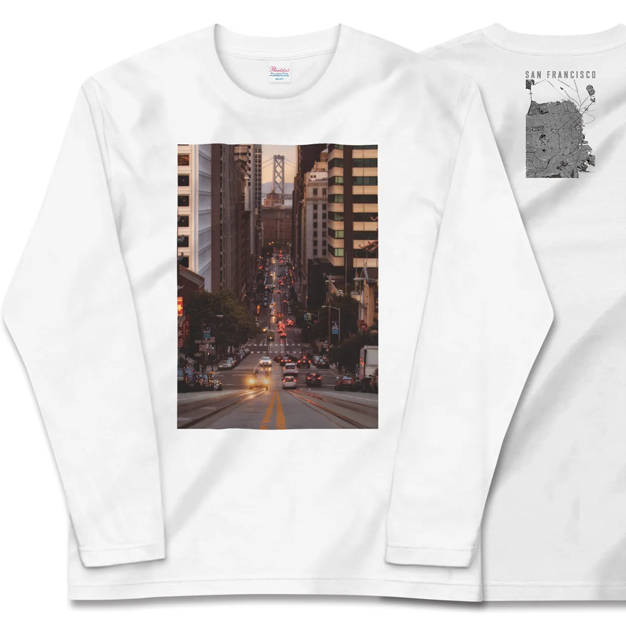 【サンフランシスコ(アメリカ)】Map World ロングスリーブTシャツ
