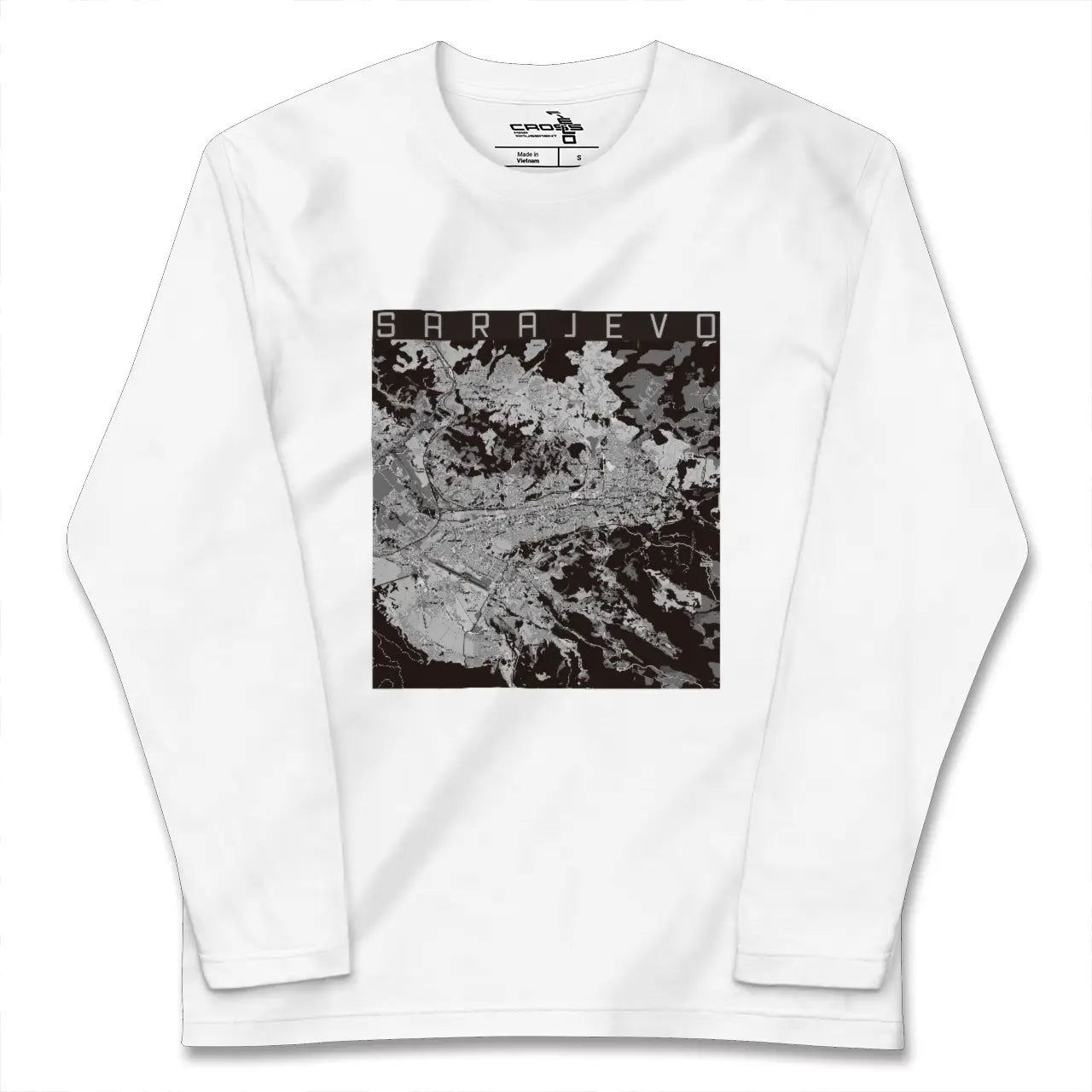 【サラエヴォ(ボスニア・ヘルツェゴビナ)】地図柄ロングスリーブTシャツ