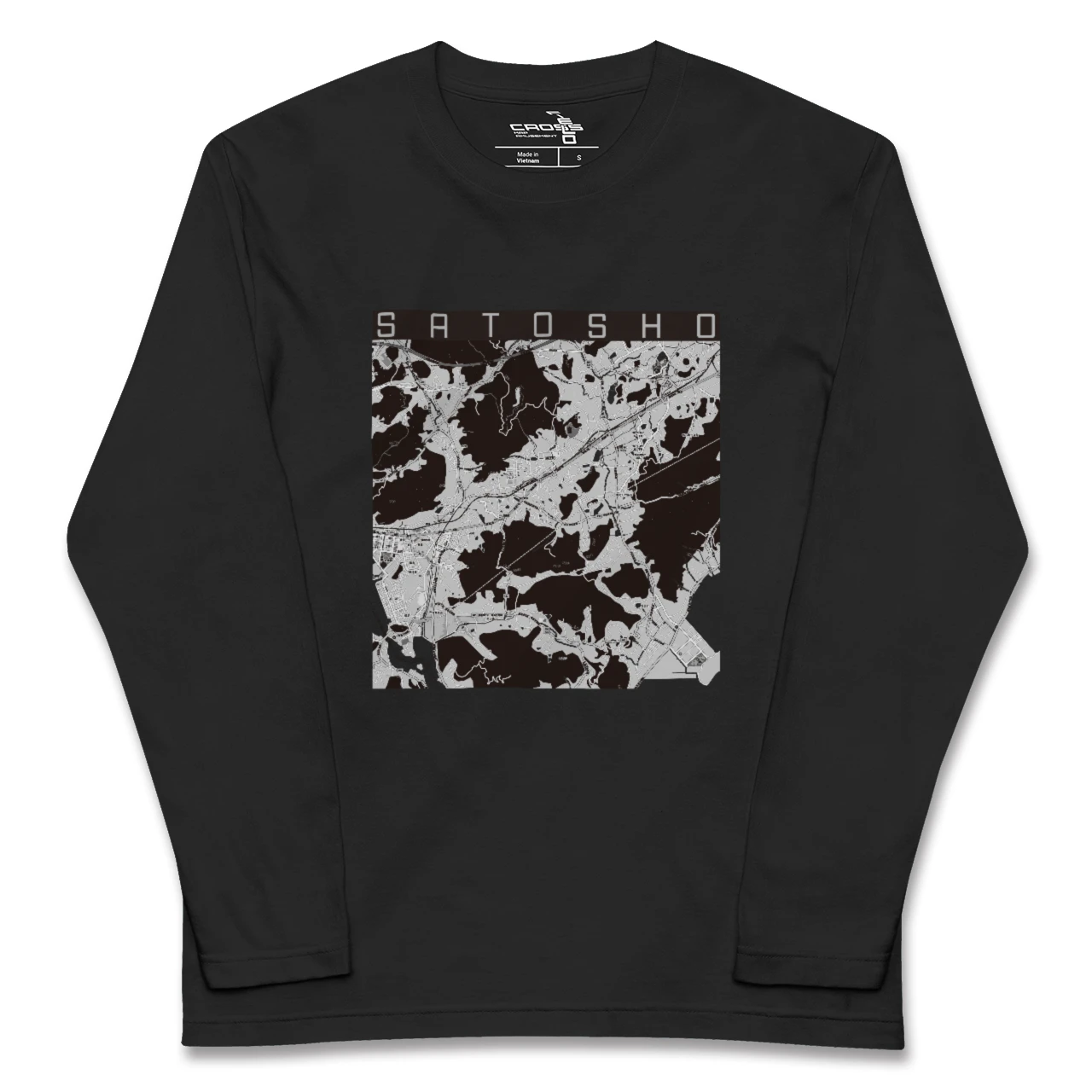 【里庄(岡山県)】地図柄ロングスリーブTシャツ