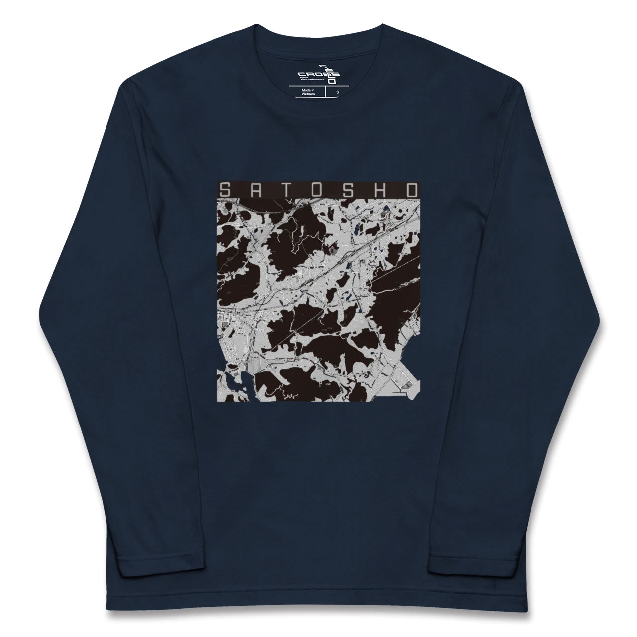 【里庄(岡山県)】地図柄ロングスリーブTシャツ