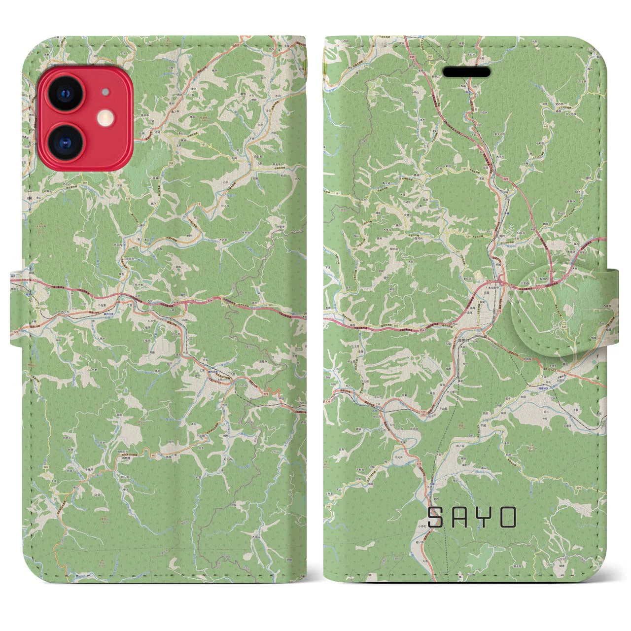 【佐用(兵庫県)】地図柄iPhoneケース(手帳タイプ)ナチュラル・iPhone 11 用