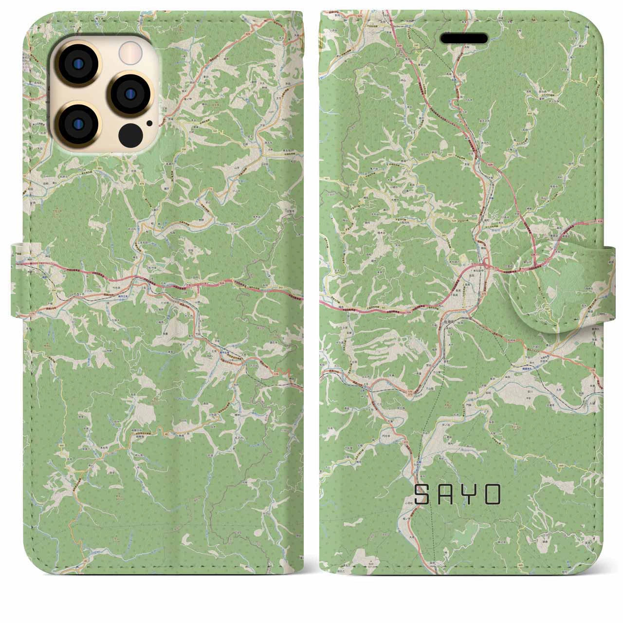 【佐用(兵庫県)】地図柄iPhoneケース(手帳タイプ)ナチュラル・iPhone 12 Pro Max 用