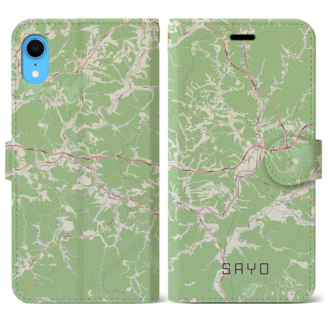 【佐用(兵庫県)】地図柄iPhoneケース(手帳タイプ)ナチュラル・iPhone XR 用