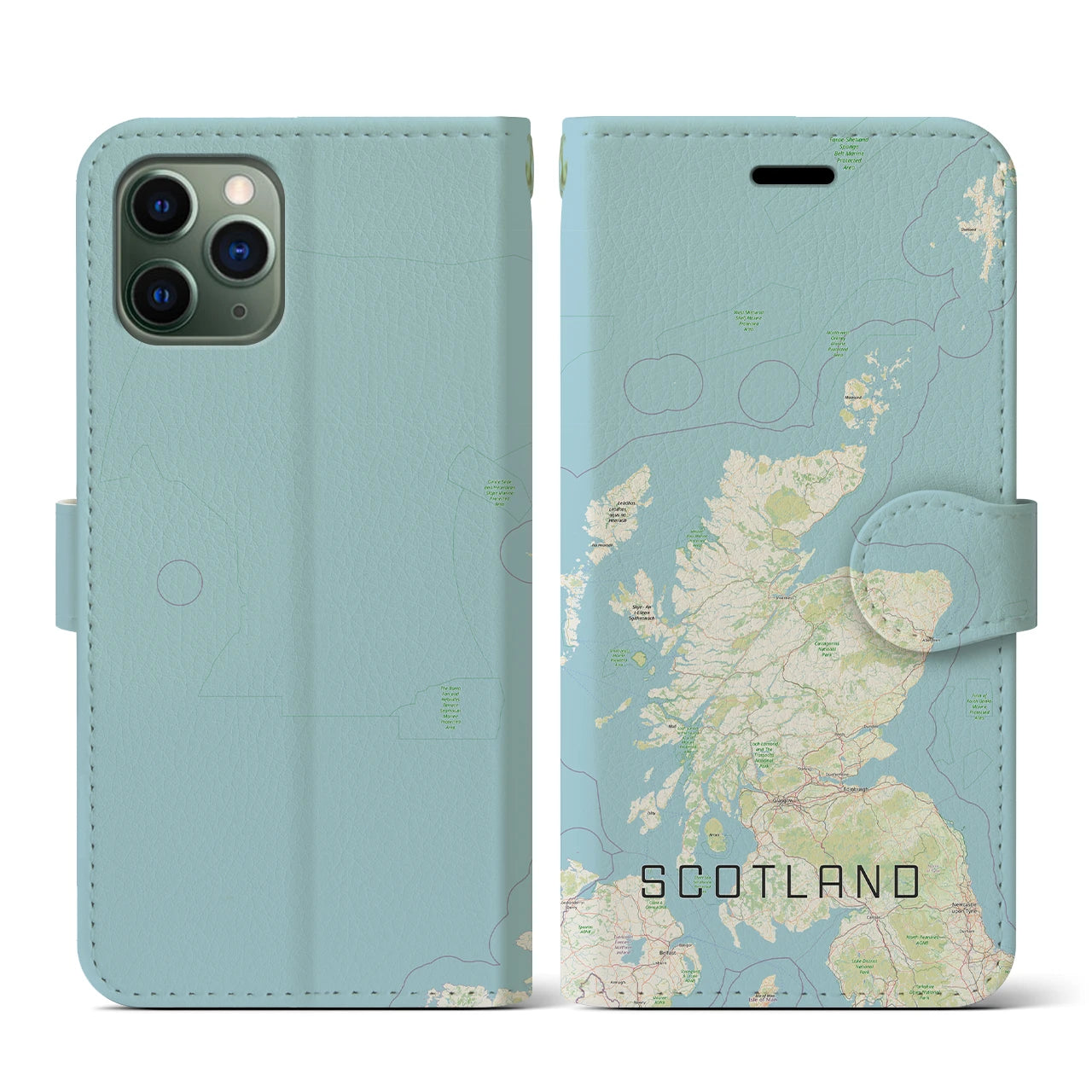 【スコットランド(イギリス)】地図柄iPhoneケース(手帳タイプ)ナチュラル・iPhone 11 Pro 用