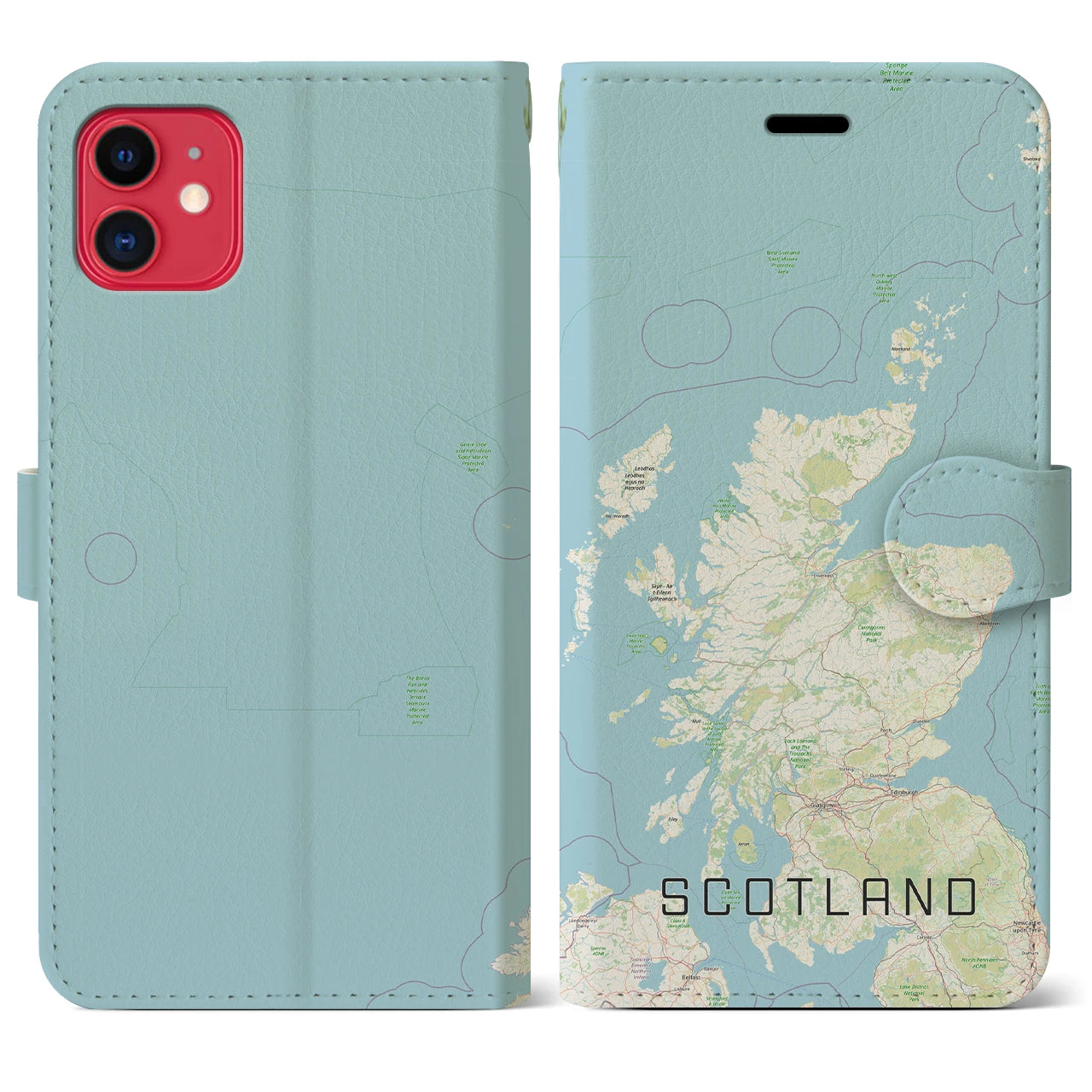 【スコットランド(イギリス)】地図柄iPhoneケース(手帳タイプ)ナチュラル・iPhone 11 用
