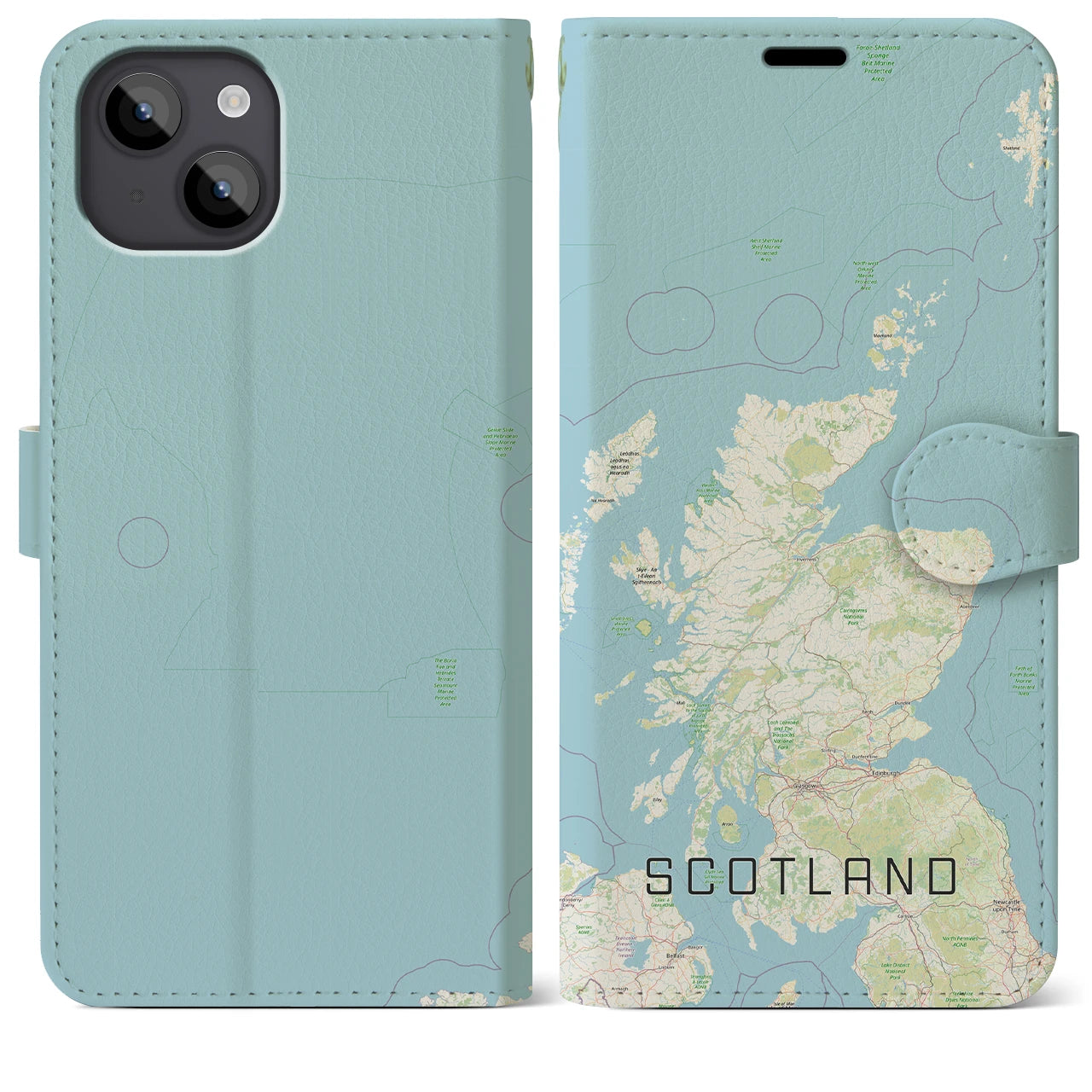 【スコットランド(イギリス)】地図柄iPhoneケース(手帳タイプ)ナチュラル・iPhone 14 Plus 用