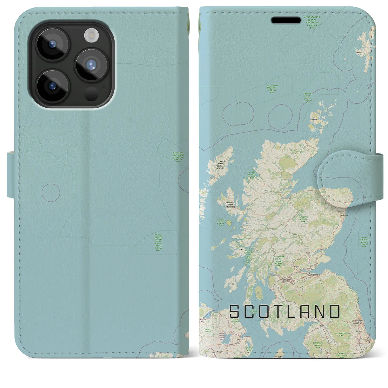 【スコットランド(イギリス)】地図柄iPhoneケース(手帳タイプ)ナチュラル・iPhone 15 Pro Max 用
