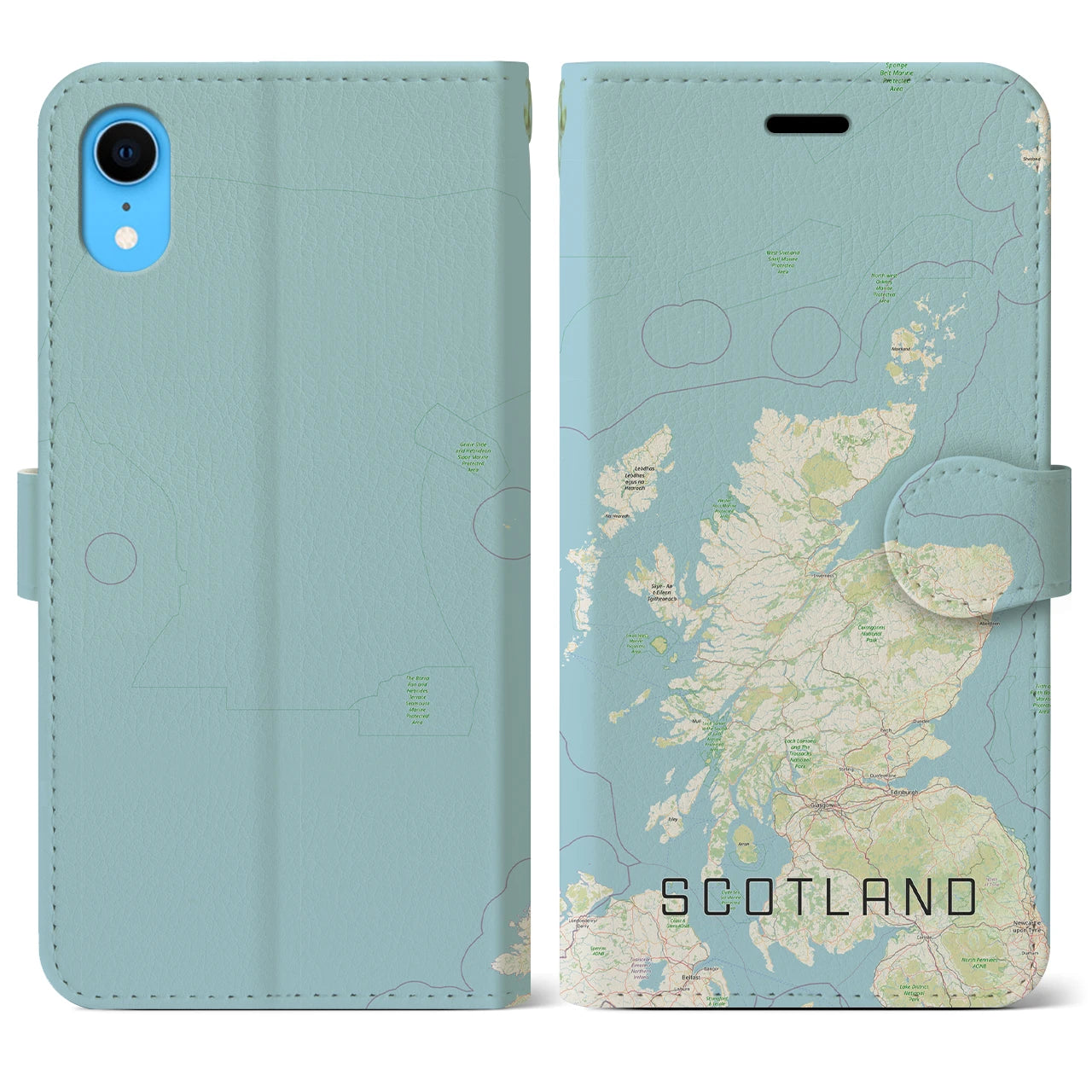 【スコットランド(イギリス)】地図柄iPhoneケース(手帳タイプ)ナチュラル・iPhone XR 用