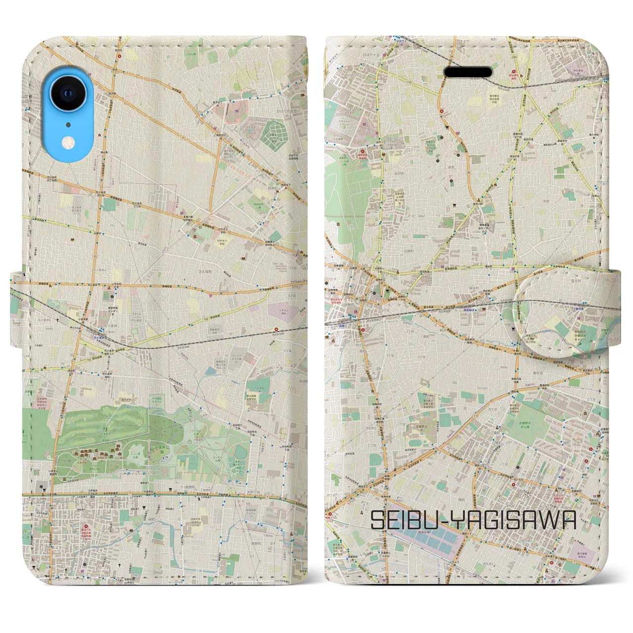 【西武柳沢(東京都)】地図柄iPhoneケース(手帳タイプ)ナチュラル・iPhone XR 用