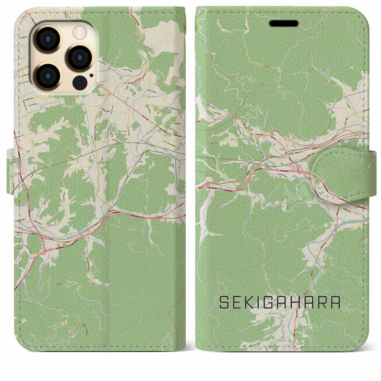 【関ケ原(岐阜県)】地図柄iPhoneケース(手帳タイプ)ナチュラル・iPhone 12 Pro Max 用