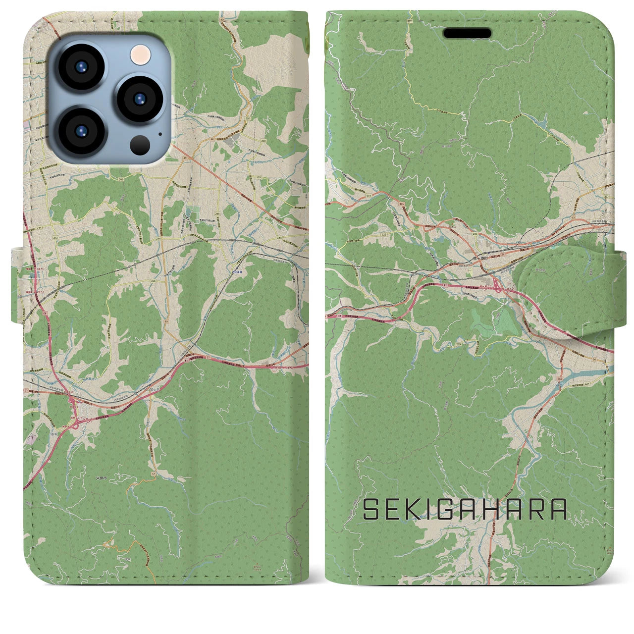 【関ケ原(岐阜県)】地図柄iPhoneケース(手帳タイプ)ナチュラル・iPhone 13 Pro Max 用