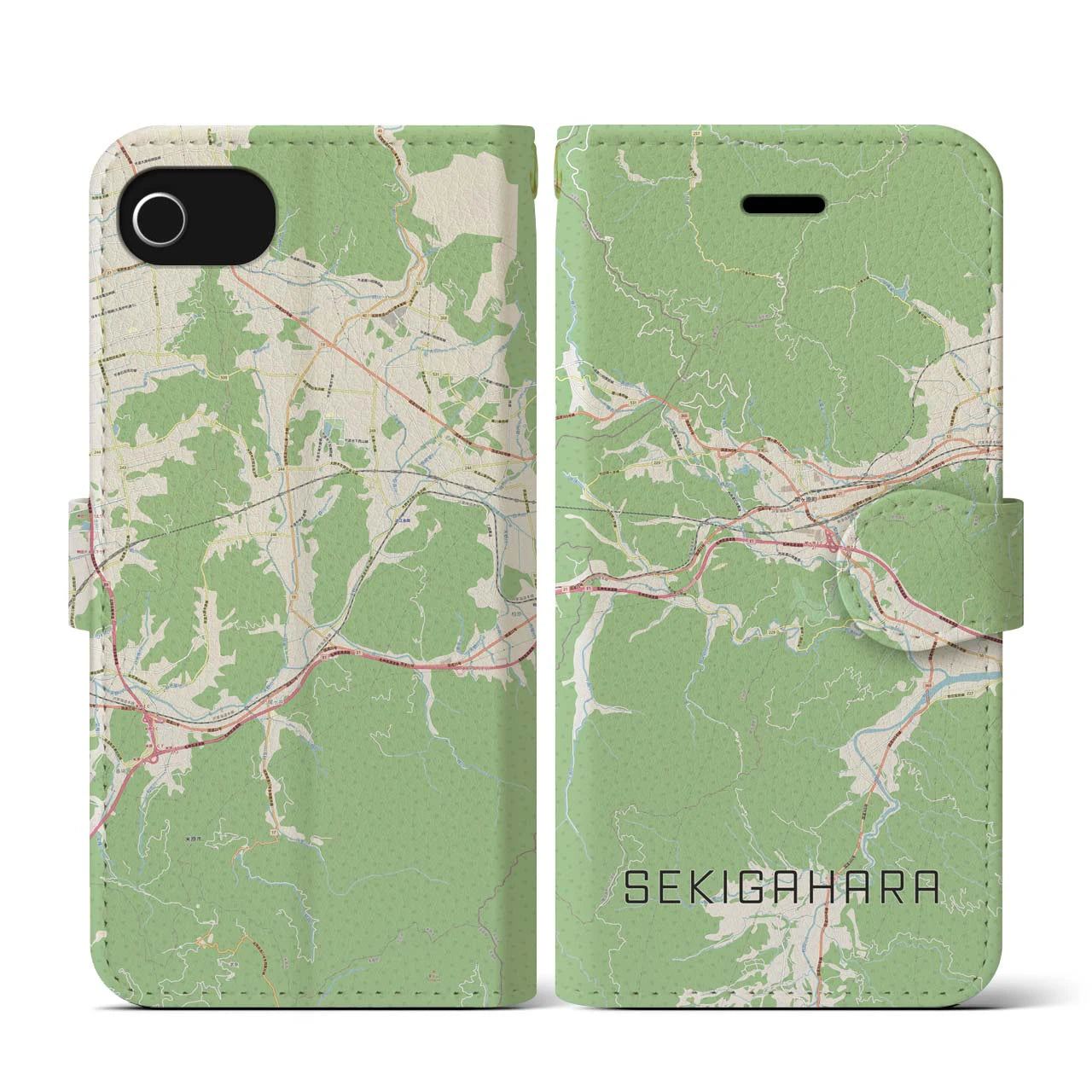 【関ケ原(岐阜県)】地図柄iPhoneケース(手帳タイプ)ナチュラル・iPhone SE(第3 / 第2世代) / 8 / 7 / 6s / 6 用