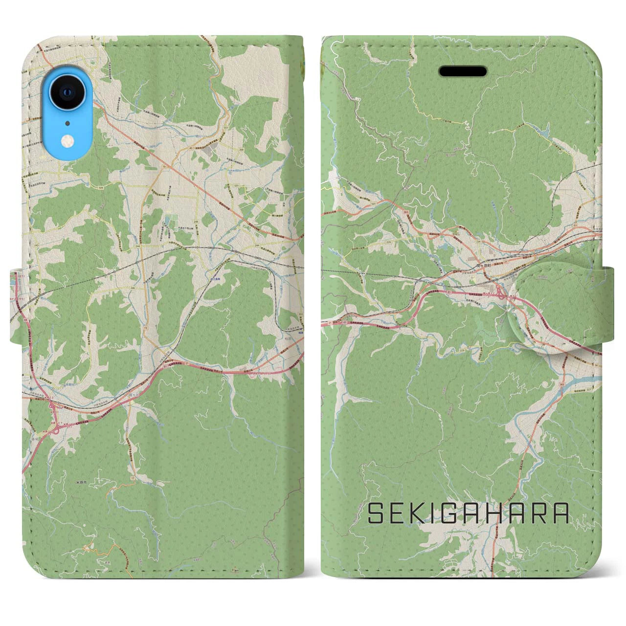 【関ケ原(岐阜県)】地図柄iPhoneケース(手帳タイプ)ナチュラル・iPhone XR 用