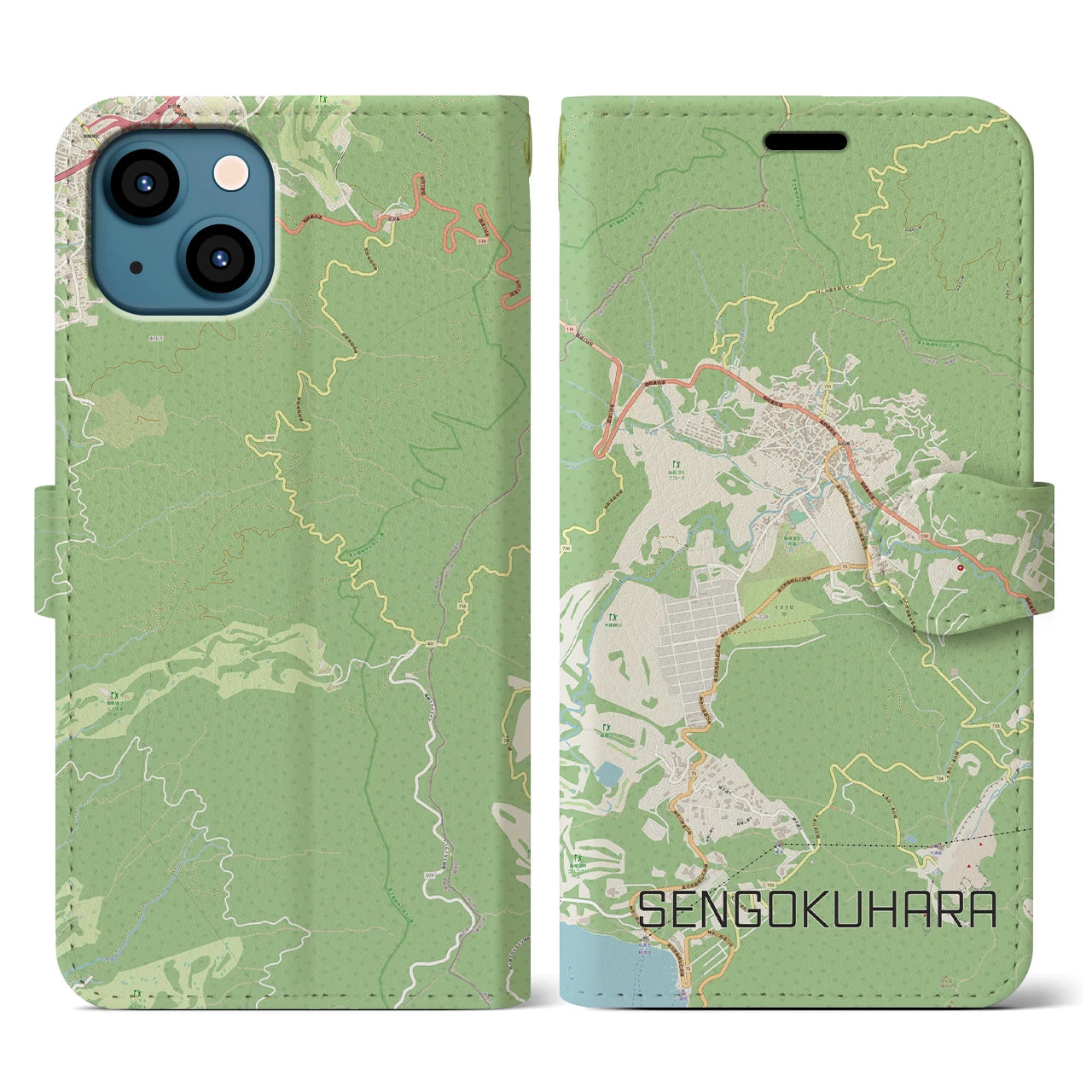 【仙石原(神奈川県)】地図柄iPhoneケース(手帳タイプ)ナチュラル・iPhone 13 用