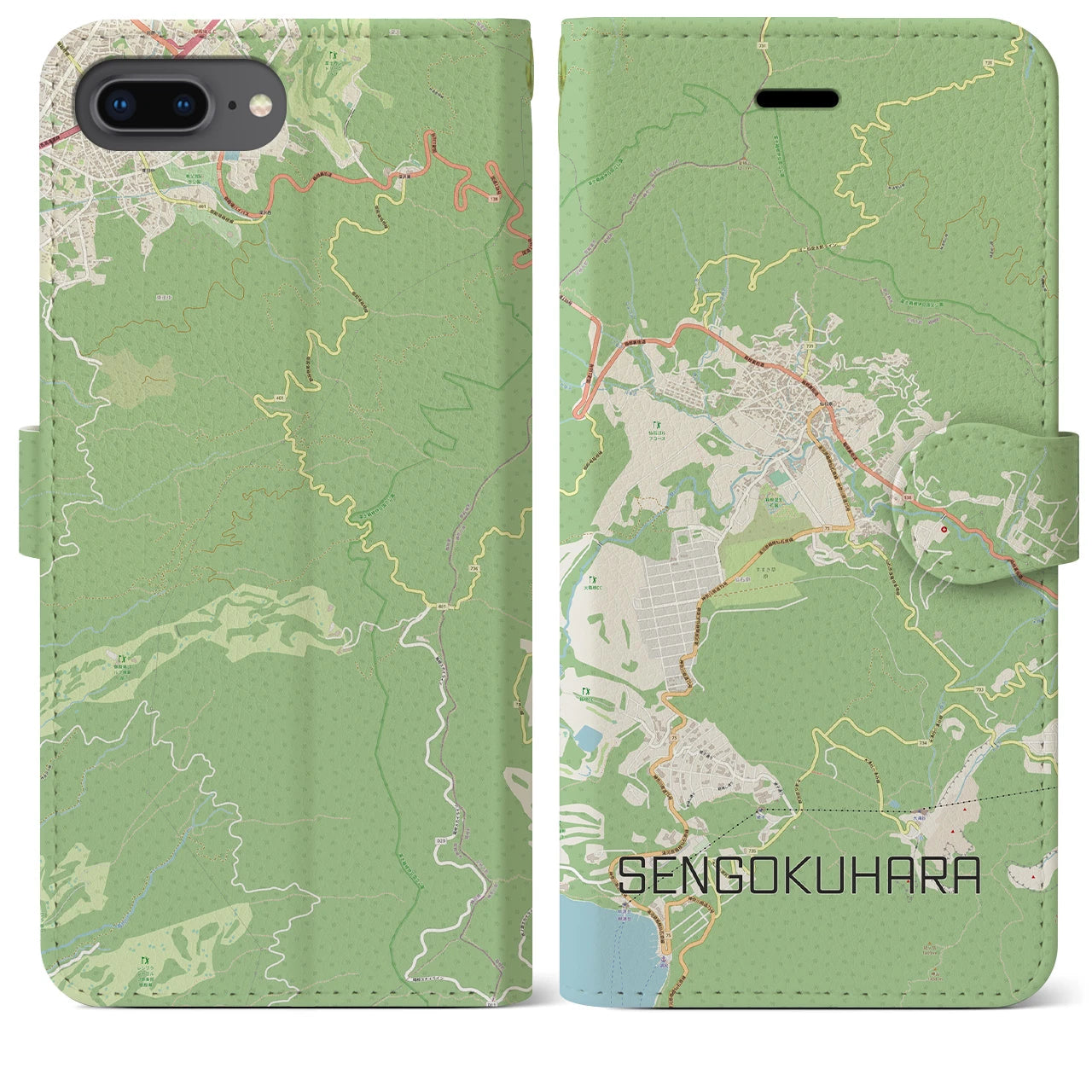 【仙石原(神奈川県)】地図柄iPhoneケース(手帳タイプ)ナチュラル・iPhone 8Plus /7Plus / 6sPlus / 6Plus 用