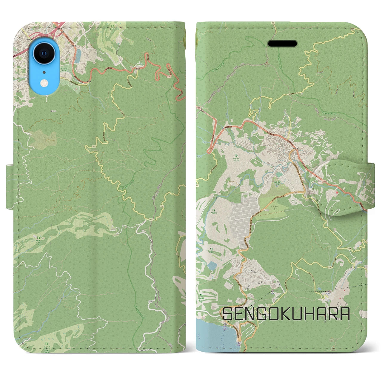 【仙石原(神奈川県)】地図柄iPhoneケース(手帳タイプ)ナチュラル・iPhone XR 用