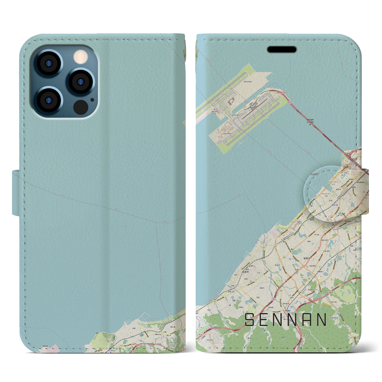 【泉南(大阪府)】地図柄iPhoneケース(手帳タイプ)ナチュラル・iPhone 12 / 12 Pro 用