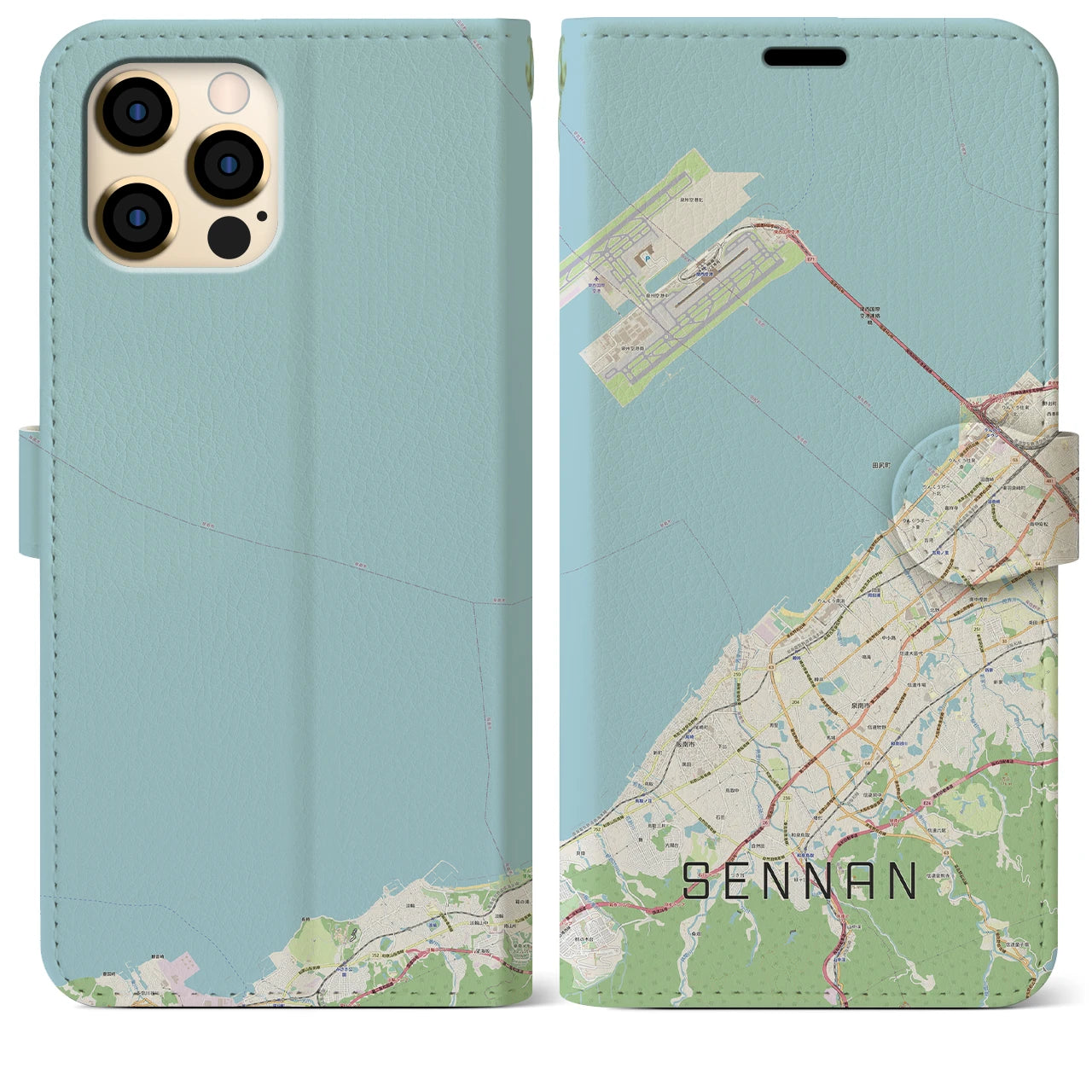 【泉南(大阪府)】地図柄iPhoneケース(手帳タイプ)ナチュラル・iPhone 12 Pro Max 用