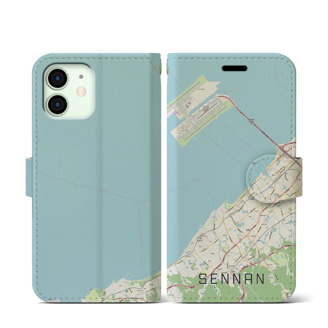 【泉南(大阪府)】地図柄iPhoneケース(手帳タイプ)ナチュラル・iPhone 12 mini 用