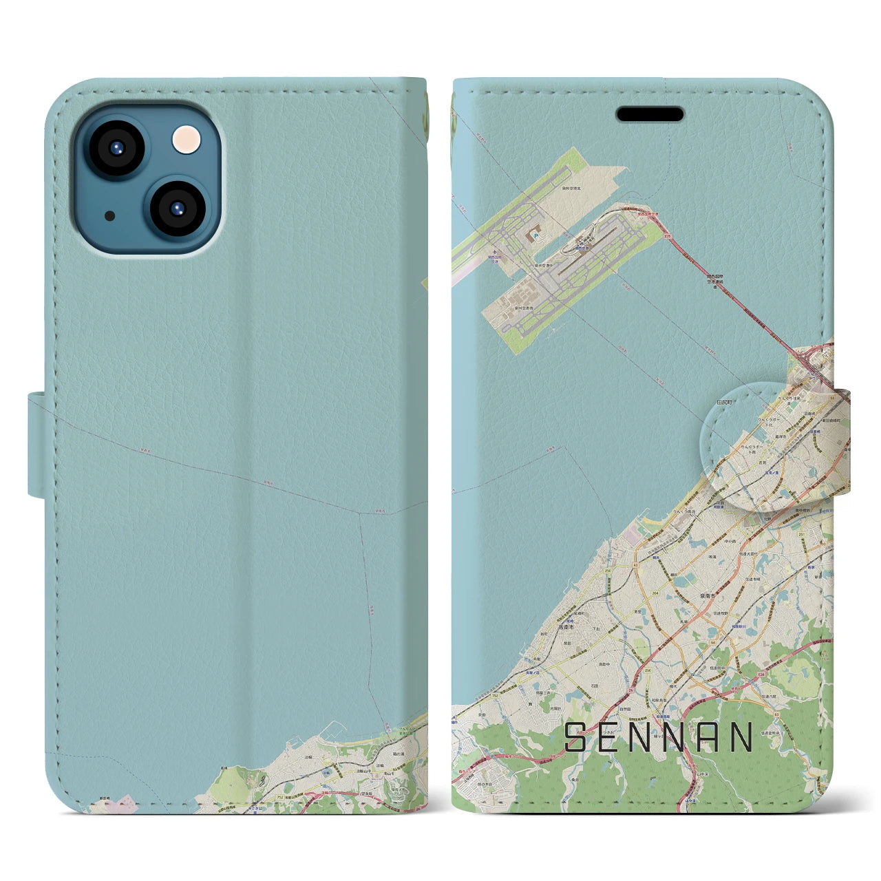 【泉南(大阪府)】地図柄iPhoneケース(手帳タイプ)ナチュラル・iPhone 13 用