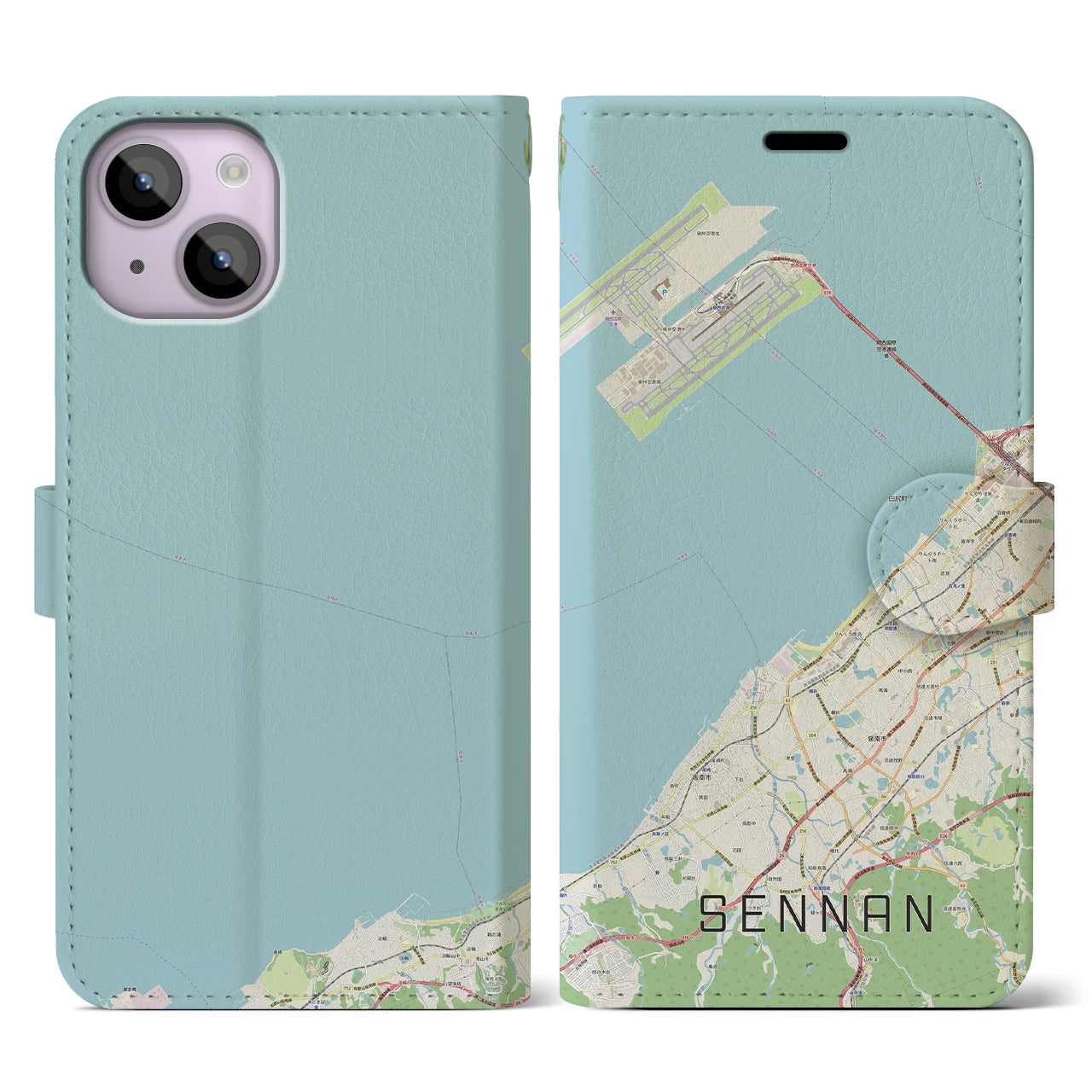 【泉南(大阪府)】地図柄iPhoneケース(手帳タイプ)ナチュラル・iPhone 14 用