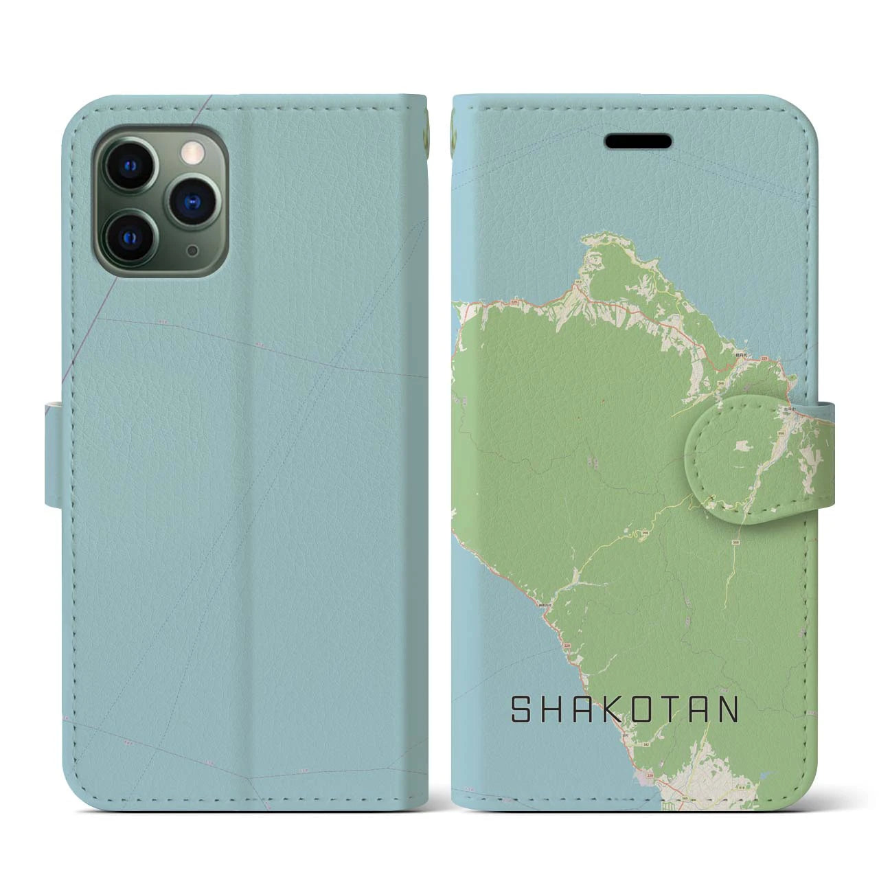 【積丹(北海道)】地図柄iPhoneケース(手帳タイプ)ナチュラル・iPhone 11 Pro 用