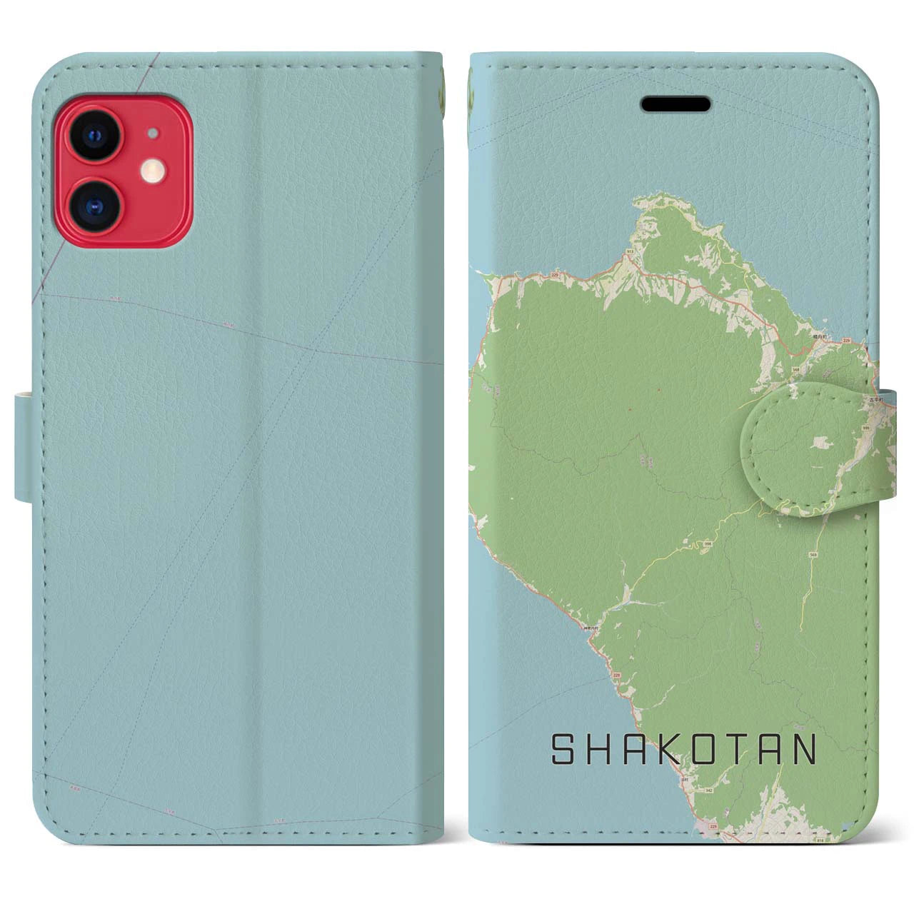 【積丹(北海道)】地図柄iPhoneケース(手帳タイプ)ナチュラル・iPhone 11 用