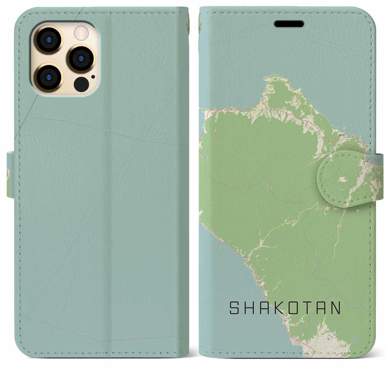 【積丹(北海道)】地図柄iPhoneケース(手帳タイプ)ナチュラル・iPhone 12 Pro Max 用