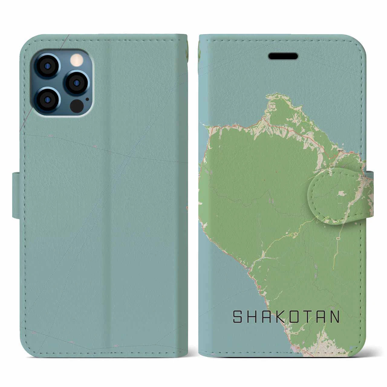 【積丹(北海道)】地図柄iPhoneケース(手帳タイプ)ナチュラル・iPhone 12 / 12 Pro 用