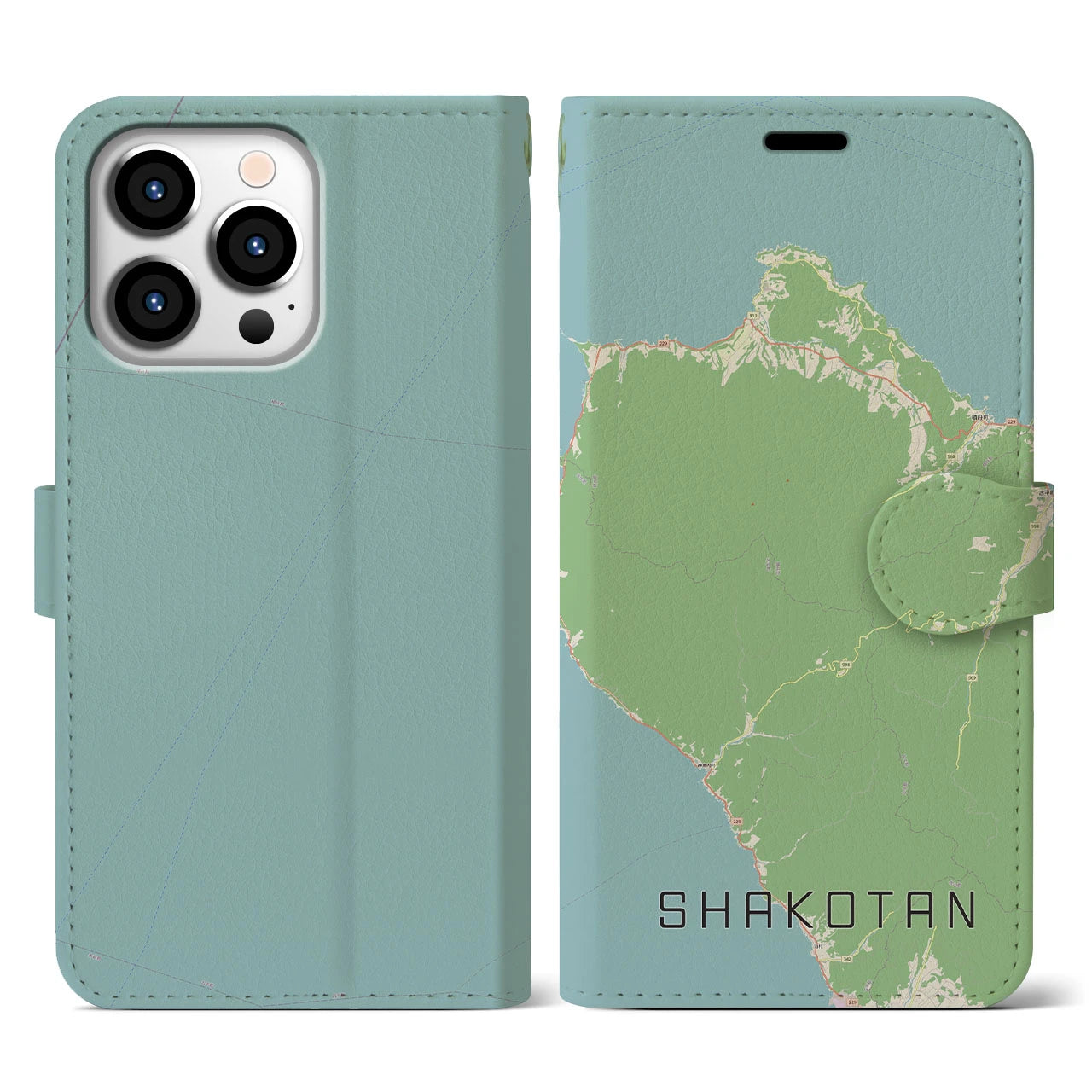 【積丹(北海道)】地図柄iPhoneケース(手帳タイプ)ナチュラル・iPhone 13 Pro 用