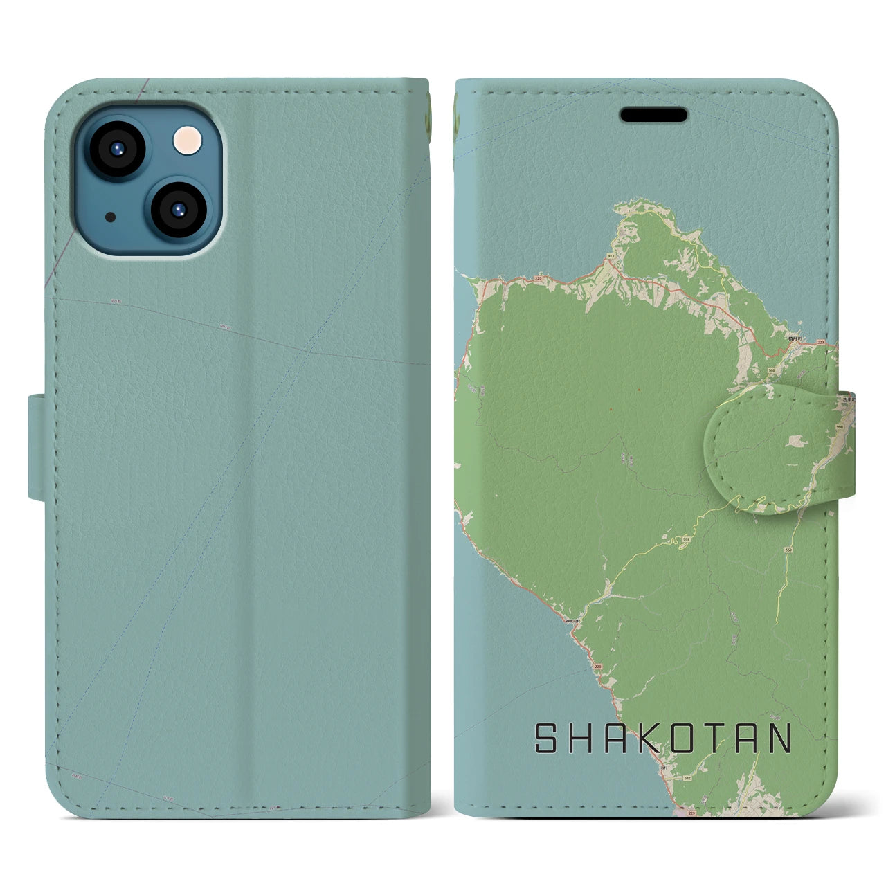 【積丹(北海道)】地図柄iPhoneケース(手帳タイプ)ナチュラル・iPhone 13 用