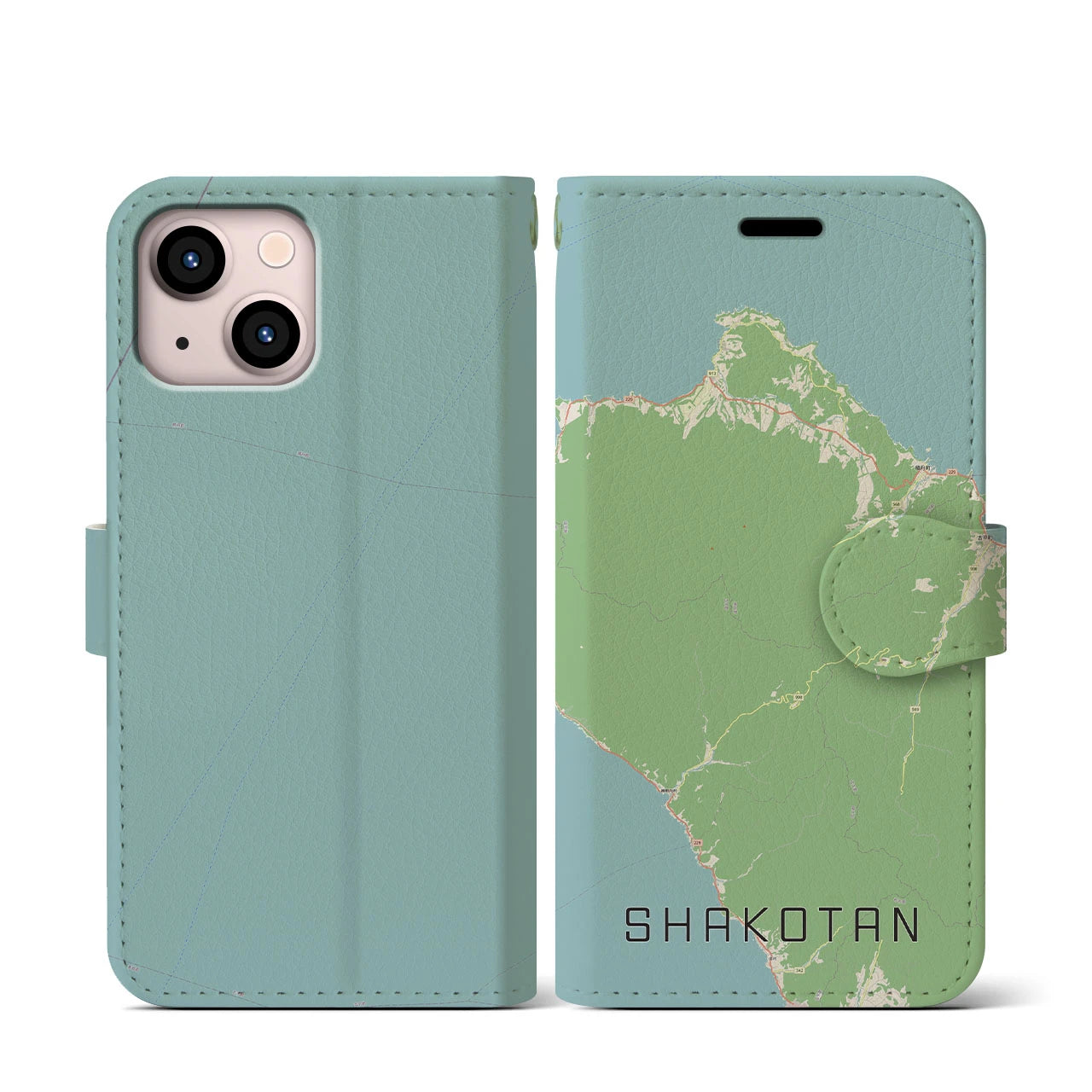 【積丹(北海道)】地図柄iPhoneケース(手帳タイプ)ナチュラル・iPhone 13 mini 用