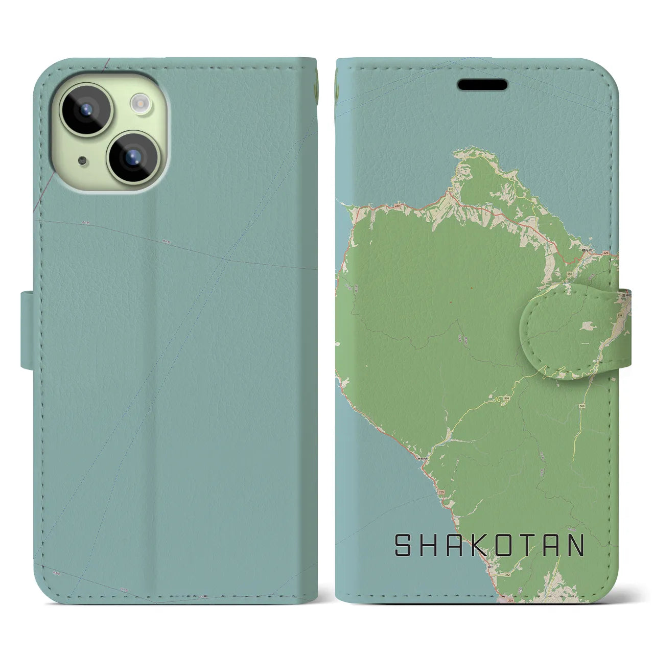 【積丹(北海道)】地図柄iPhoneケース(手帳タイプ)ナチュラル・iPhone 15 用
