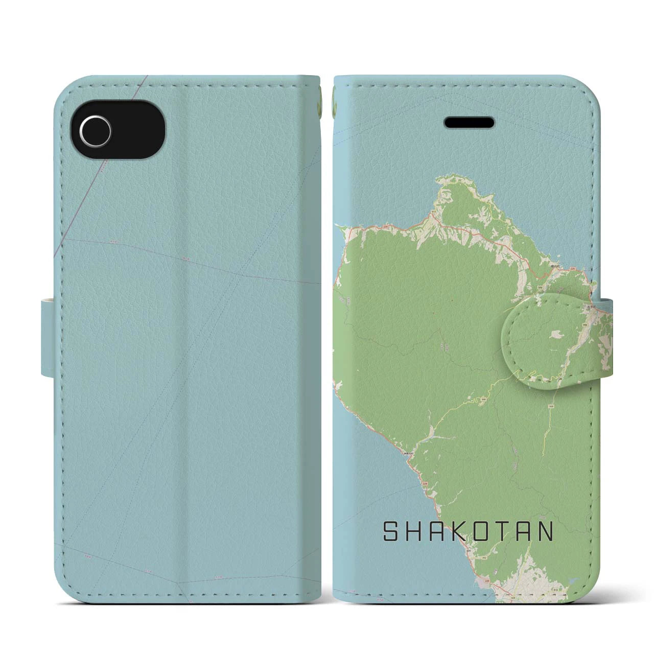 【積丹(北海道)】地図柄iPhoneケース(手帳タイプ)ナチュラル・iPhone SE(第3 / 第2世代) / 8 / 7 / 6s / 6 用