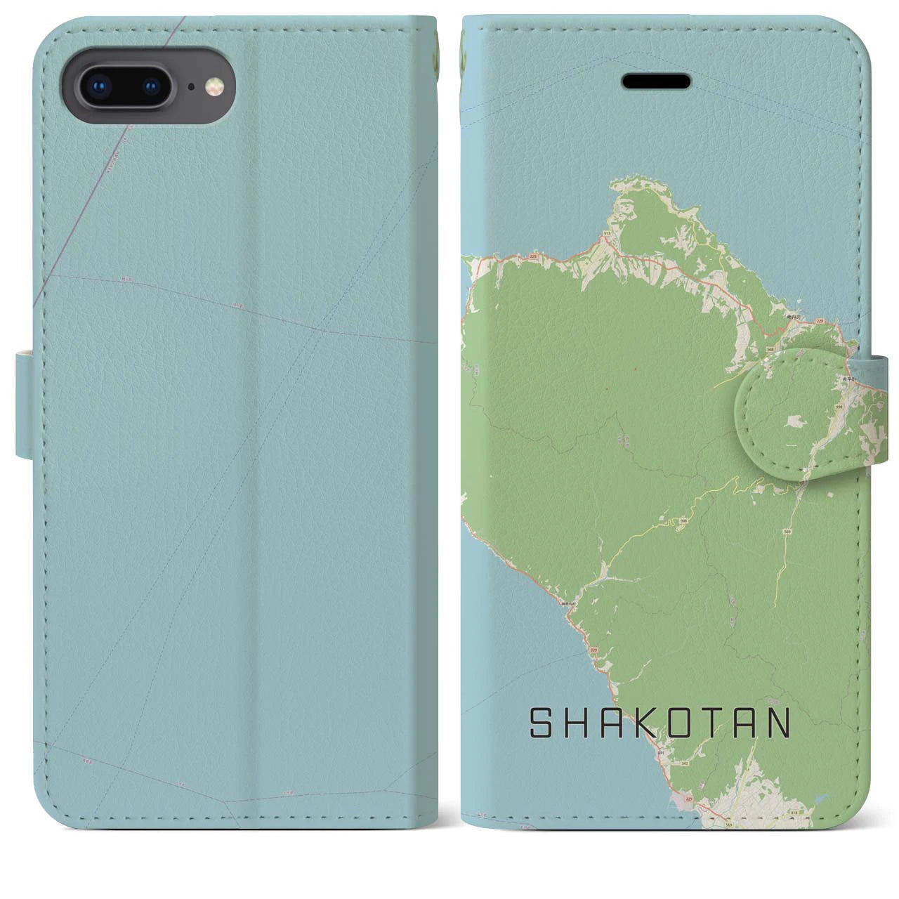 【積丹(北海道)】地図柄iPhoneケース(手帳タイプ)ナチュラル・iPhone 8Plus /7Plus / 6sPlus / 6Plus 用