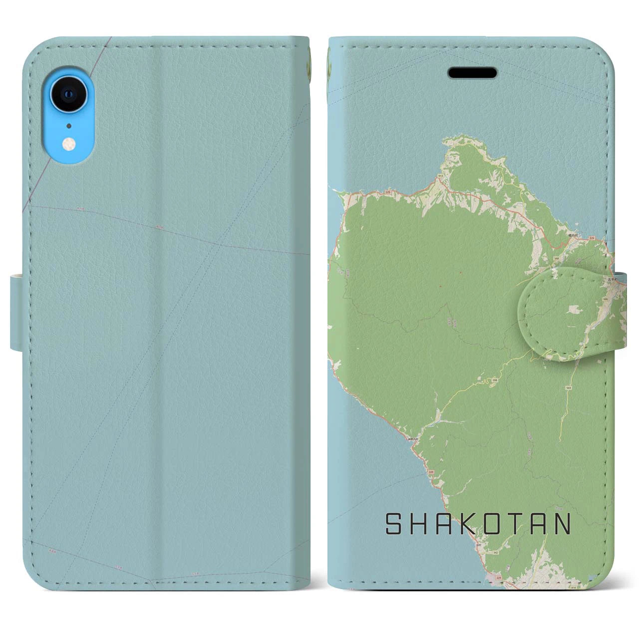 【積丹(北海道)】地図柄iPhoneケース(手帳タイプ)ナチュラル・iPhone XR 用