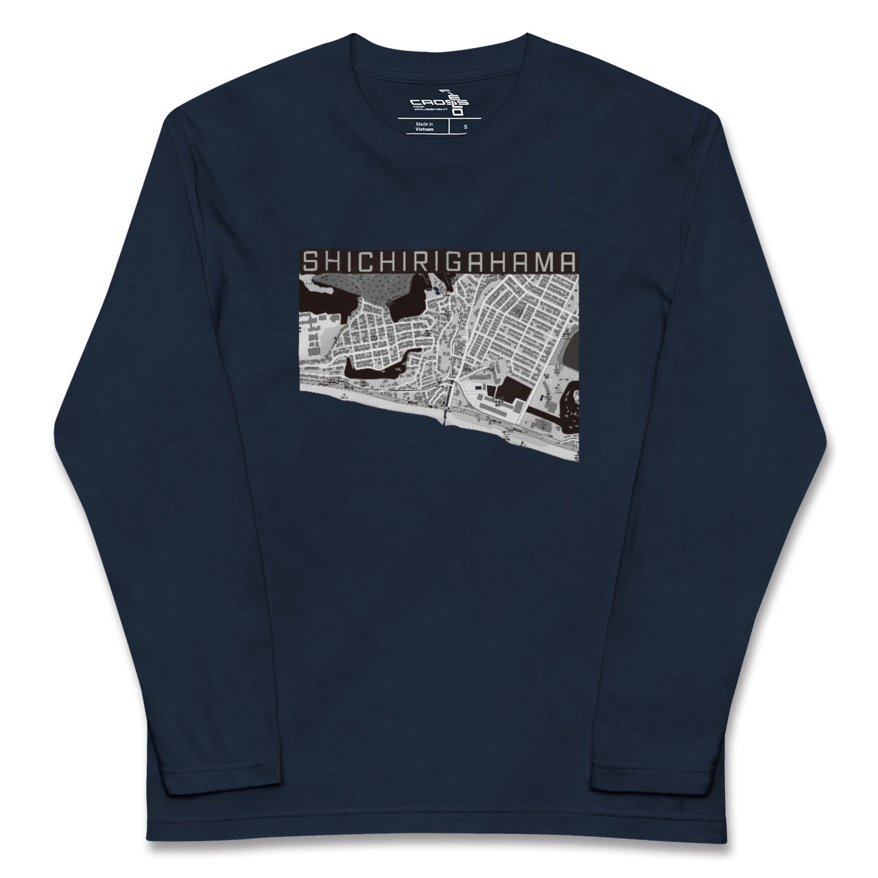 【七里ヶ浜(神奈川県)】地図柄ロングスリーブTシャツ